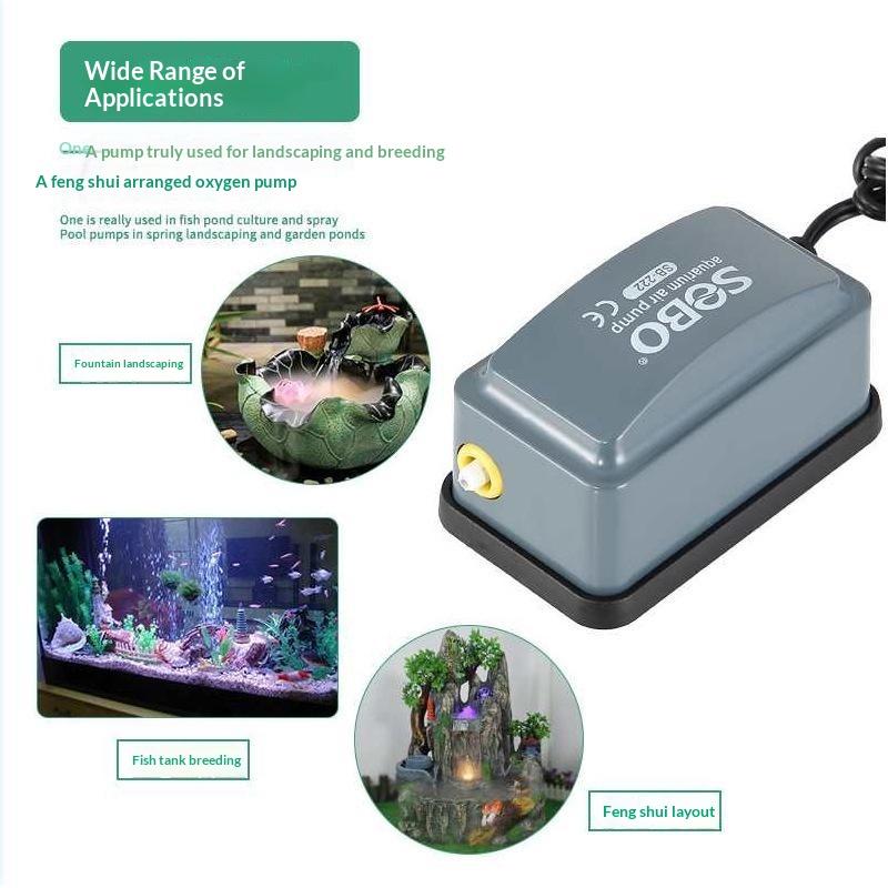 3W High Power Fish Tank Oxygen Air Pump SOBO 222 Adjustable 220V-240V Quiet Operation Aerator for Aquaponics Fish Culture