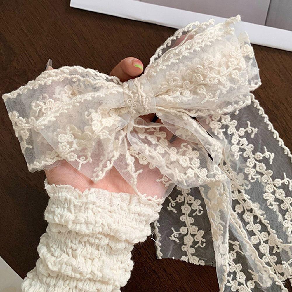 Французский стиль кружевной бант заколка для волос большая женская заколка кружевная вышивка заколка для волос аксессуар для волос