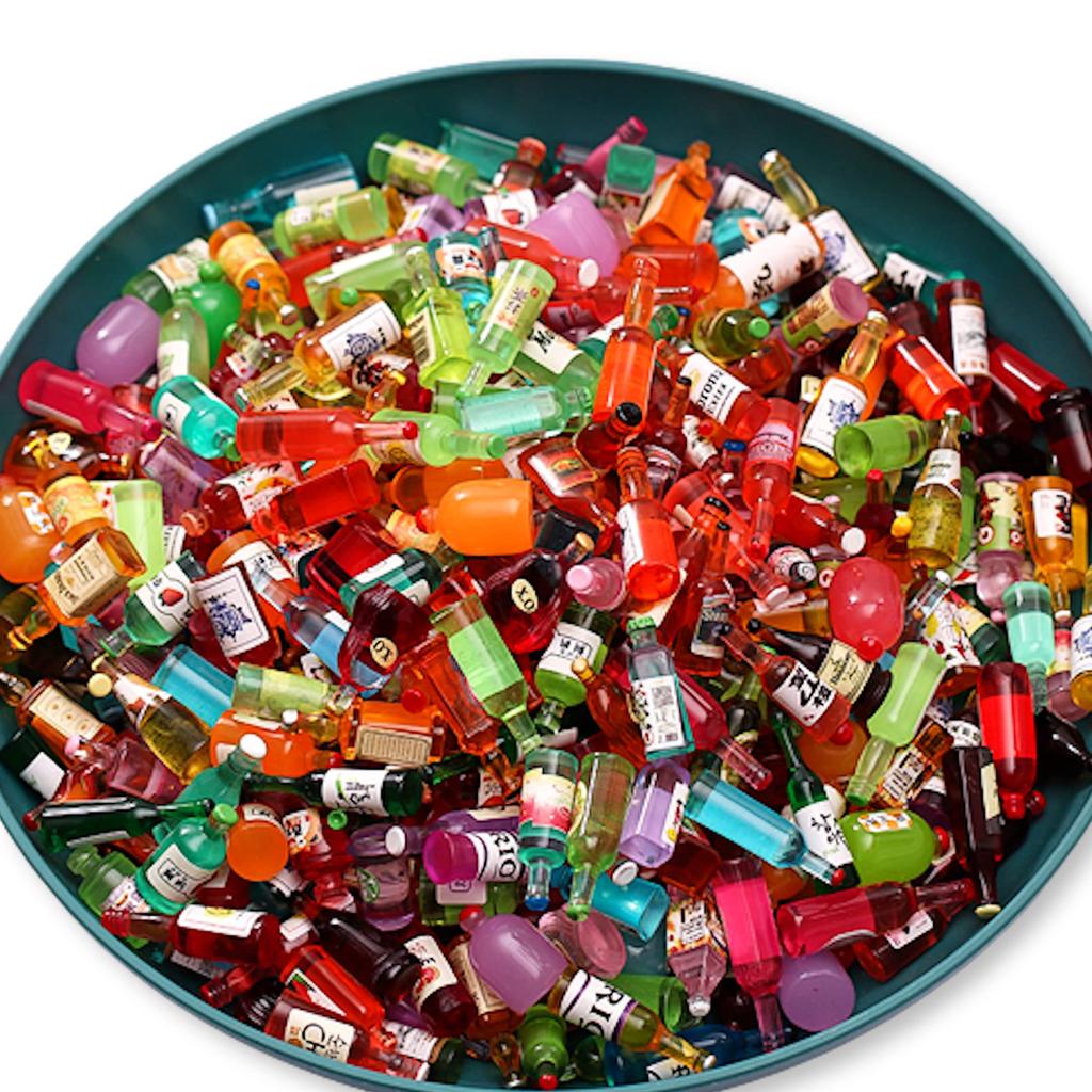 Миниатюрные бутылочки Lezalic, Большой набор, Кукольный домик, Алкоголь, Виски, Сётю, Вино, Сок, Детали, Аксессуары, Сделай сам, Куклы, Игрушки (Набор из 100)