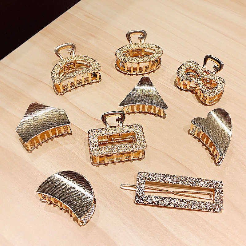 Модные простые геометрические заколки для волос с когтями для женщин и девочек, металлические заколки для волос в форме краба, полые заколки для волос, аксессуары для волос, головные уборы