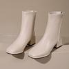 Модные женские ботинки на толстой подошве, однотонные, с оттенком белого, осень 2024, с застежкой-молнией сзади, с круглым носком, женские ботильоны Botines De Mujer