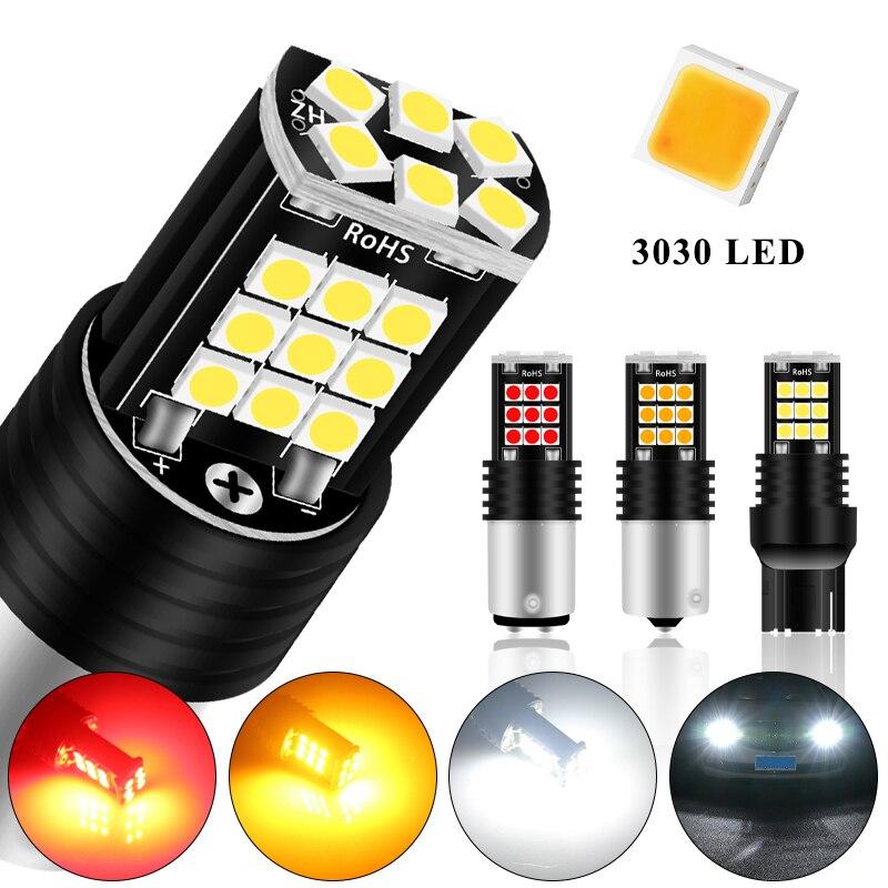 2 шт. T20 7443 7440 3030 24SMD светодиодные лампы автомобильные тормозные лампы фары заднего хода красные желтые белые 12 В