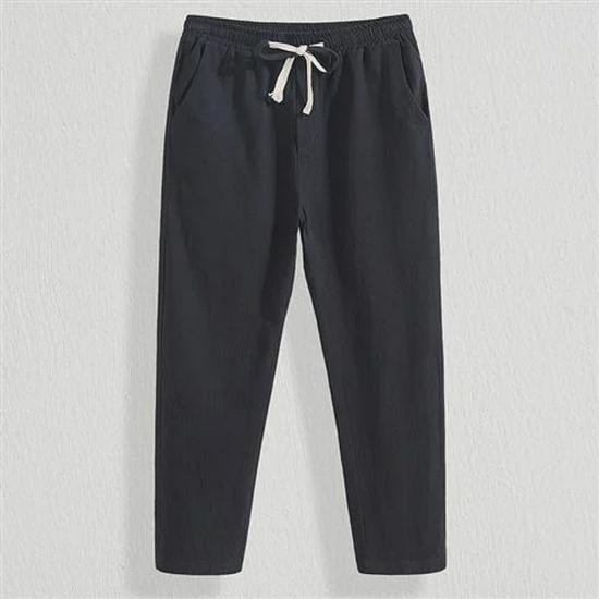 Men's Casual Linen Trousers: Lightweight, Loose Fit, 9/8 Points, Trendy Summer Style