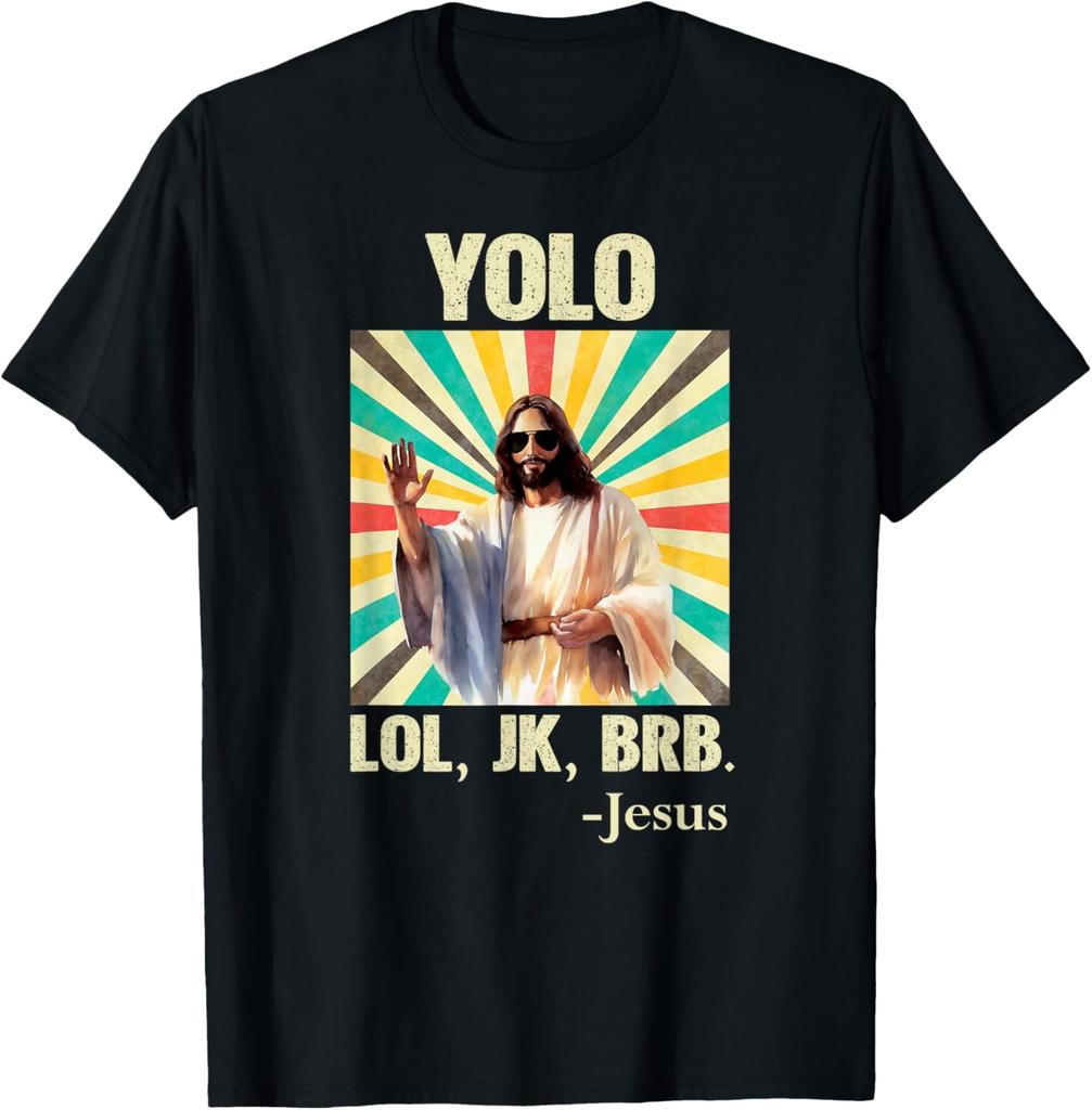 YOLO LOL Шутка Возвращаюсь Иисус Смешная Пасха Христиане Воскресение Футболка