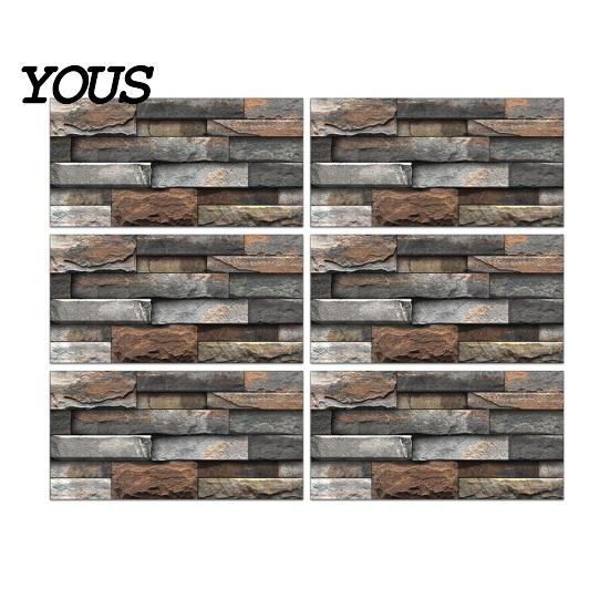 Removable Industrial Style Wall Paper 6Pcs Vintage Faux Stone Self?Adhesive Tiles, Waterproof Oil?Proof Backsplash Easy Clean Stickers Sticker,