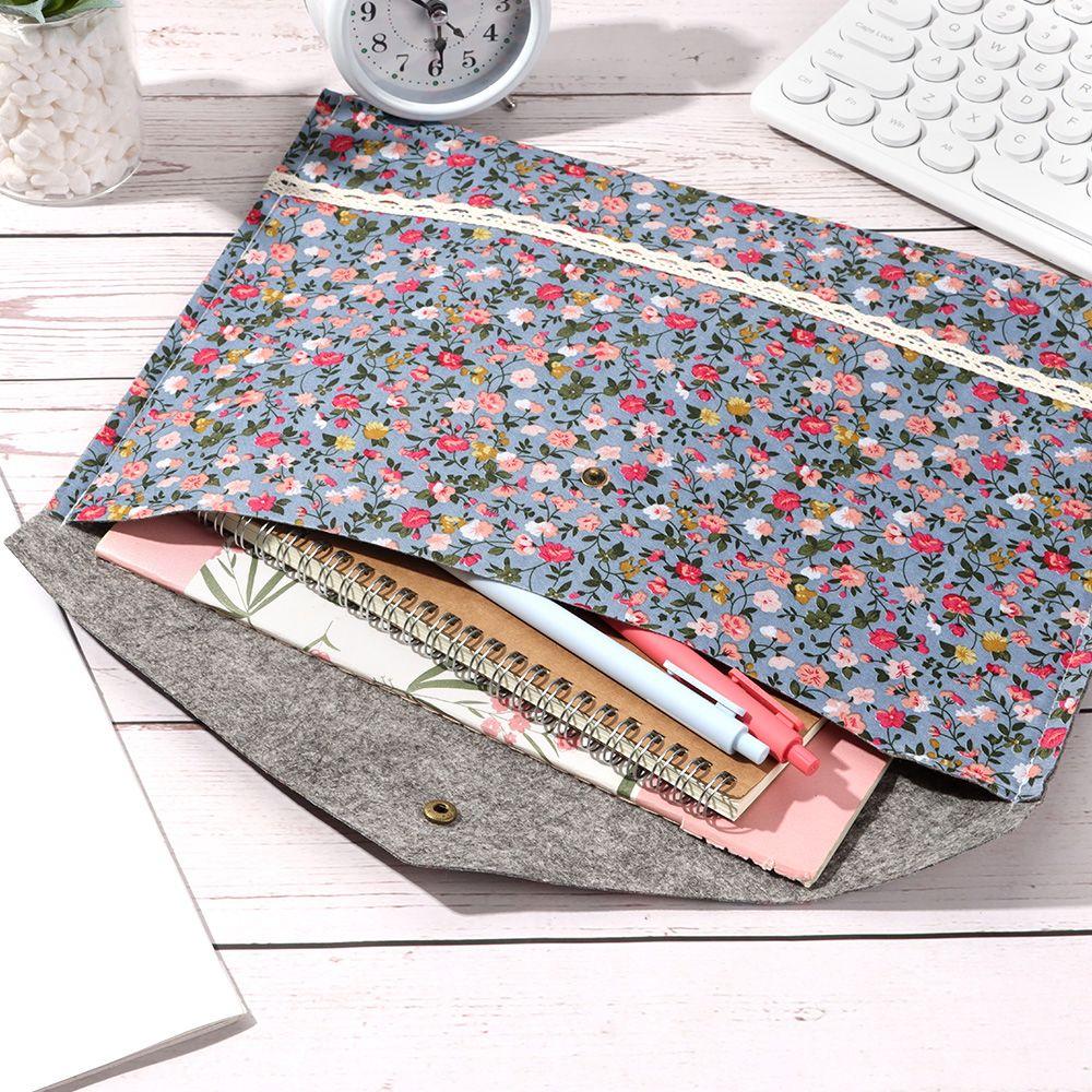 Portable Organizer Elegant Canvas Felt File Briefcase Floral Document Bag Paper Holder File Folder
