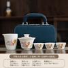 Outdoor camping Kuaike cup travel tea set, tangled lotus Chinese cover bowl, Guochao Dehua white porcelain set company