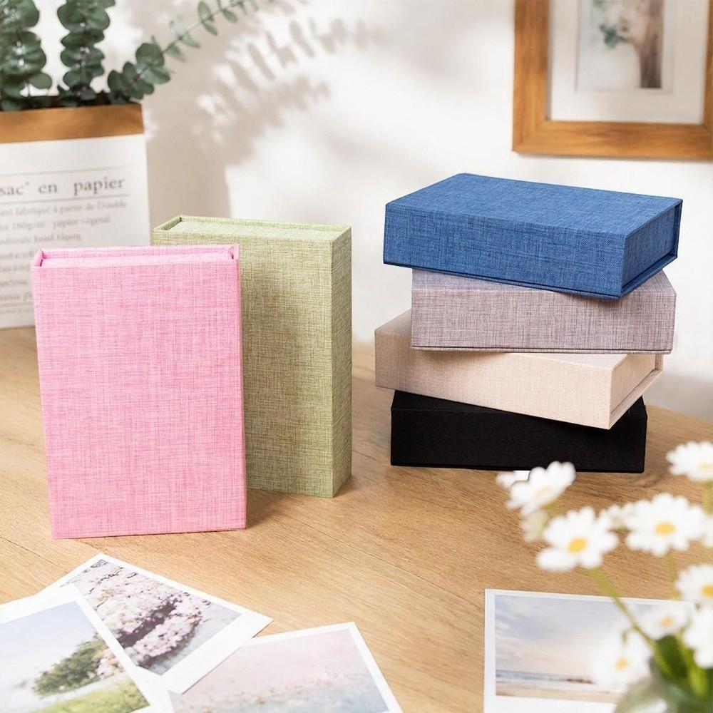 Flip Lid Photo Storage Box Linen Fabric Gift Container Versatile Document Holder  For Gift Packing