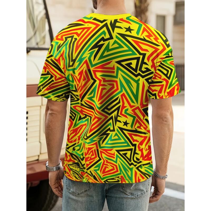 [PrintedDesign-Not Textured] 2026 Summer Premium New Ghana Flag Geometric Ethnic Print Short Sleeve Suitable for Home and Outdoor Versatile