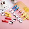 Dww-A Set of Red Tiger Spoon and Fork + Cartoon Spoon Box, Baby Learning and Training Spoon, Portable Household Tableware Set