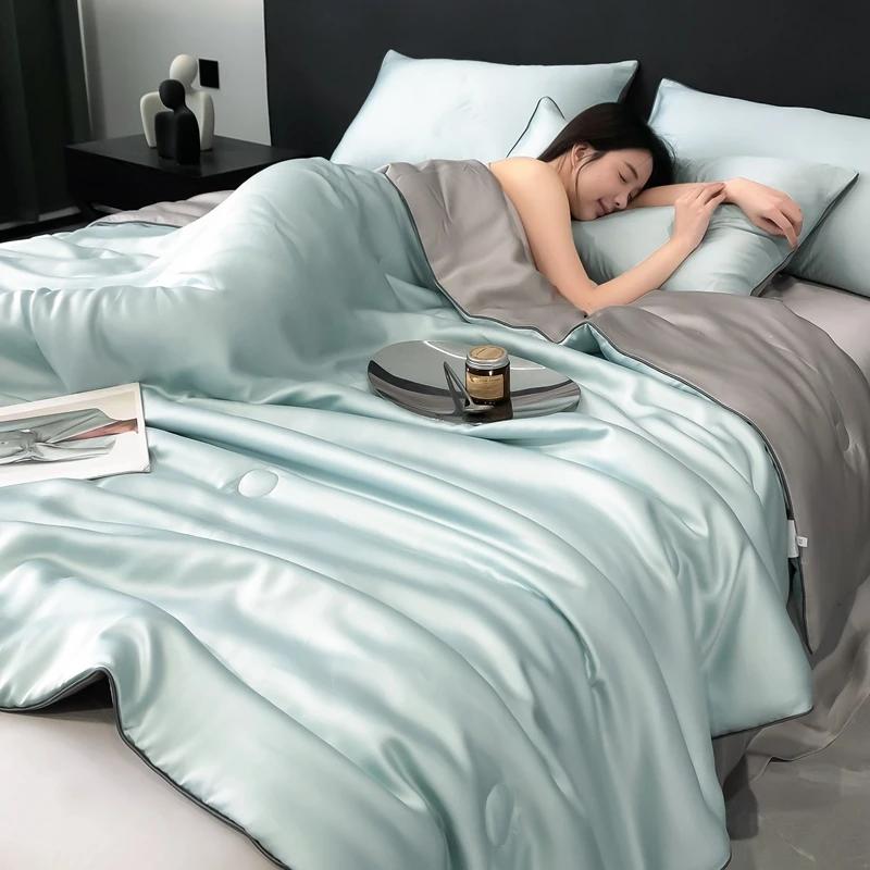 Летнее одеяло из 100% лиоцелла, однотонное гладкое ледяное одеяло, шелковистое одеяло, мягкое прохладное летнее одеяло для кровати