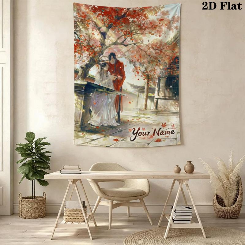 Name Custom Xie Lian and Hua Cheng Wall Tapestry Aesthetic Wall Hanging Printed Fabric Blanket Decorative Tapestries for Bedroom Living Room Home Deco