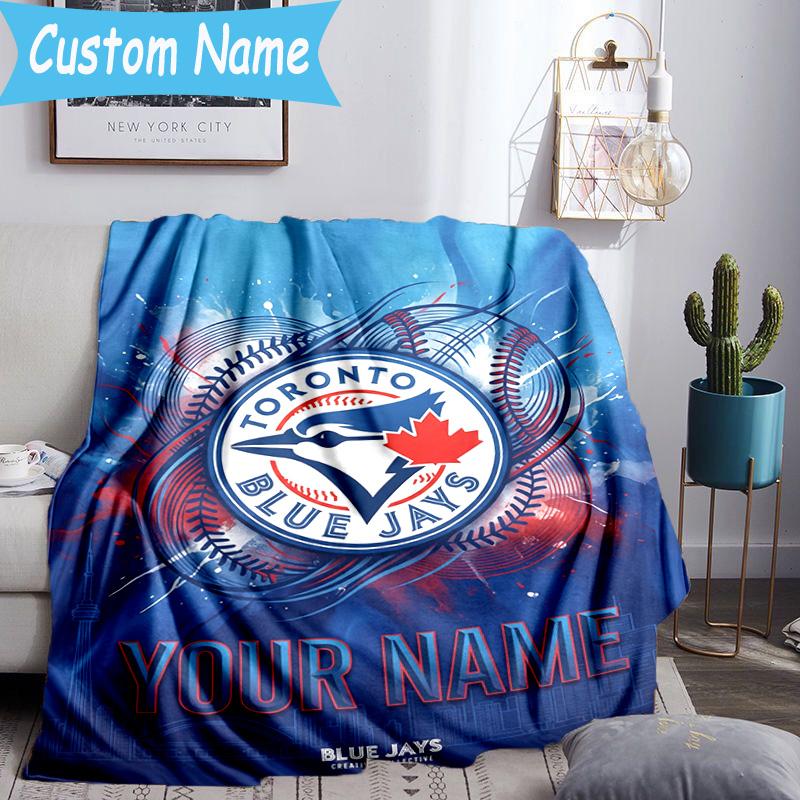 Custom Name Torontos baseball Flannel Blanket, Use for Birthday/Holiday Gift, Soft Blanket for Sofa/Bed/Camping/Office, Home Decor