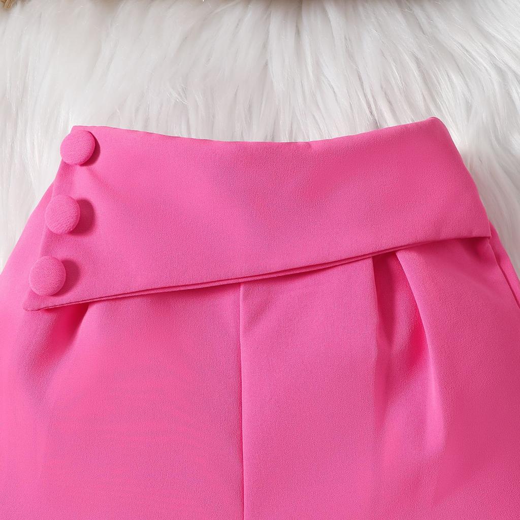 2-6T Летний детский костюм Новый костюм для девочек в иностранном стиле, топ-халтер карамельного цвета + шорты 2 шт.