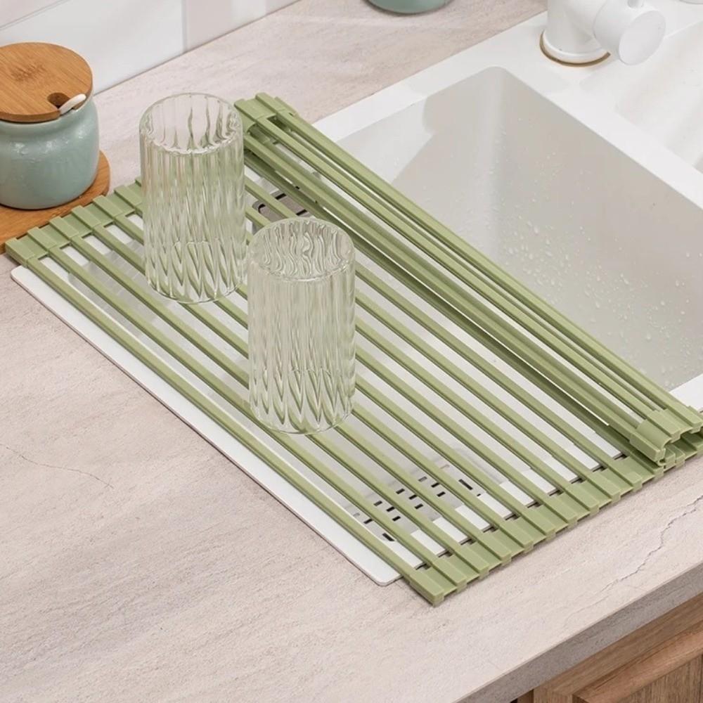 Non-slip Silicone Drainage Board Heat Resistant Roll-Up Drainage Board Kitchen Use
