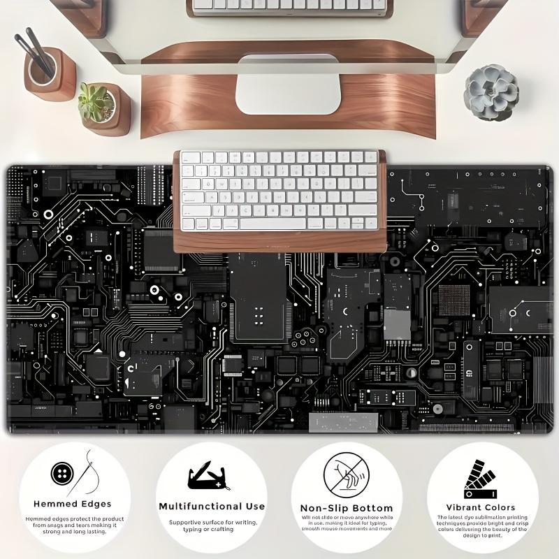 1pc Large Circuit Board Design Gaming Mouse Pad Non-Slip Cool Desk Mat HD Pads for Office PC Decorations for Home Gamer Playmat