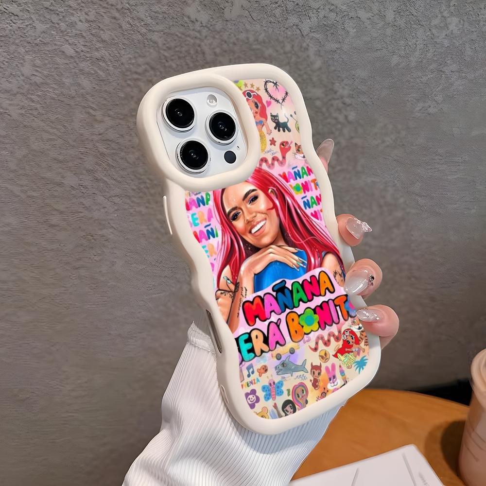 Karol G Latino Mobile Cell Phone Case for iPhone 17 16 15 14 13 12 11 Air Pro Max Plus Wavy Edge TPU Colorful Cover Pretty Cover