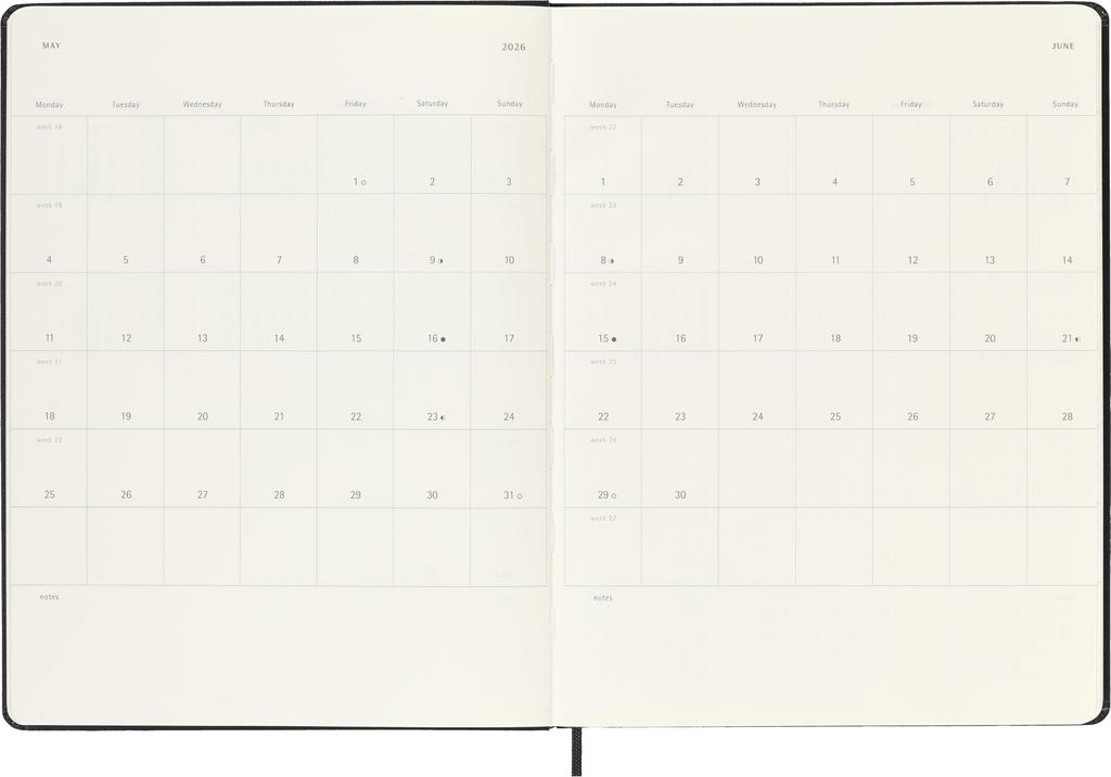 Moleskine Ежедневник 2025 Начало с 18 июля Еженедельник Размер XL 19см x Высота Твердый переплет Черный DHB18WN4Y26 (Ширина 25 см)