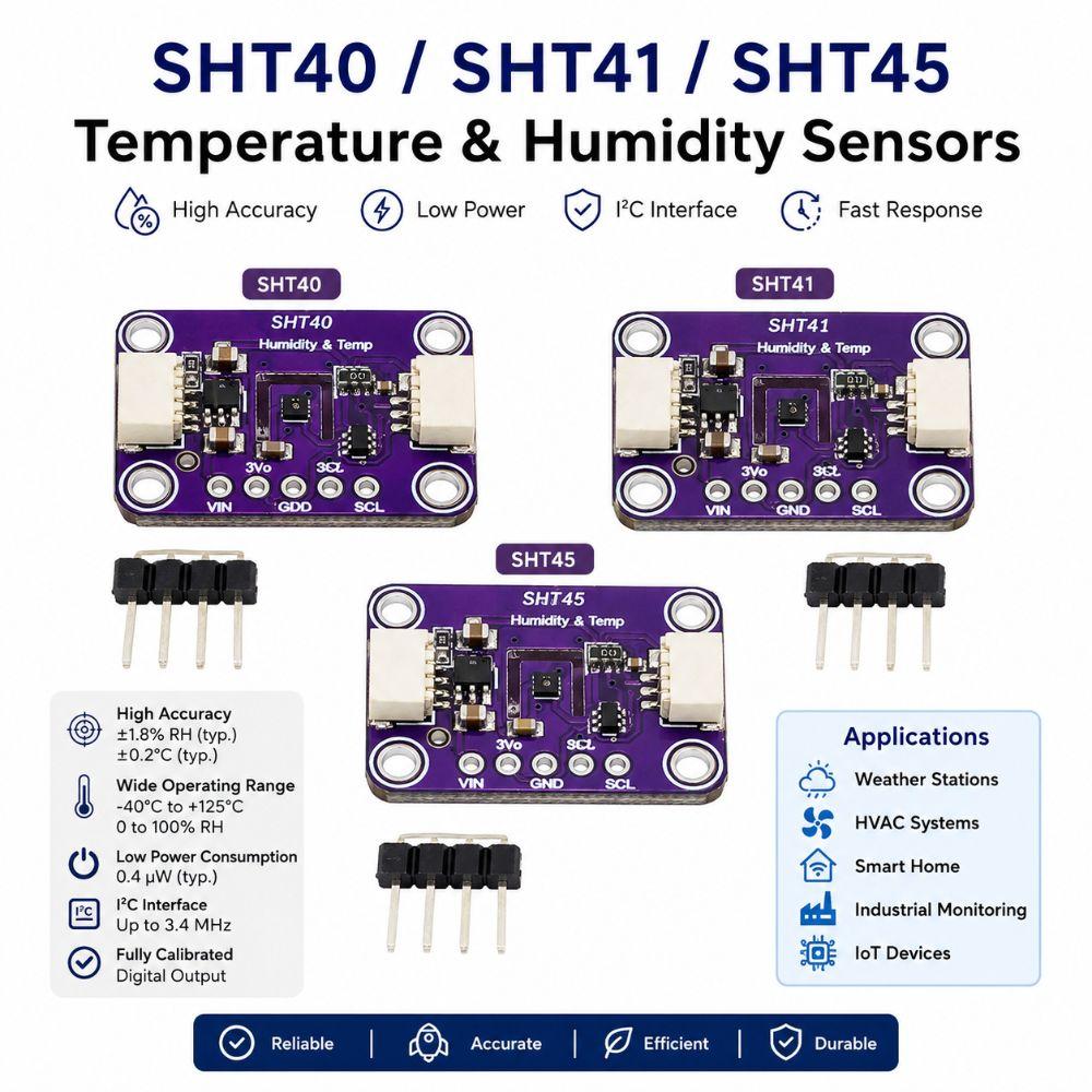 Модуль температуры и влажности IIC I2C SHT40 SHT41 SHT45 Датчик окружающей среды для QWIIC IoT