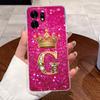 Fashion Initial Letter Crown Couple Case For Honor Play 60A 5G / Honor X6d 5G Transparent TPU Silicone Shockproof Soft Casing
