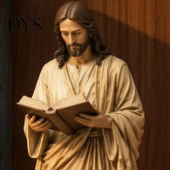 Святые Фигурки Подарки Иисус Читающий Книжная Полка Фигурка, Винтажная Святая Христианская Скульптура, Ручная Роспись Благословенная Минималистичная Арт Смола Статуя для