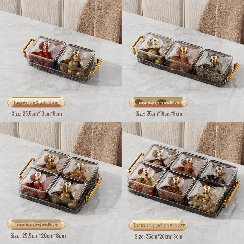 Роскошная коробка для конфет с отделениями: Элегантный поднос для закусок и фруктов с крышкой для гостиной