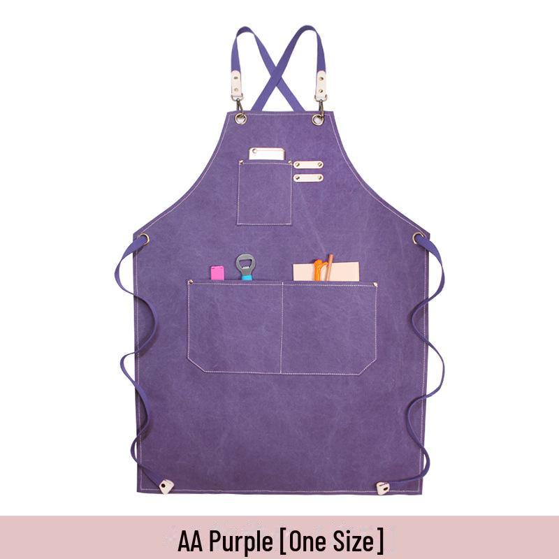 Фартук из холста с цветочным логотипом для молочного чая, выпечки, кухни и парикмахерской - утолщенный, для мужчин и женщин