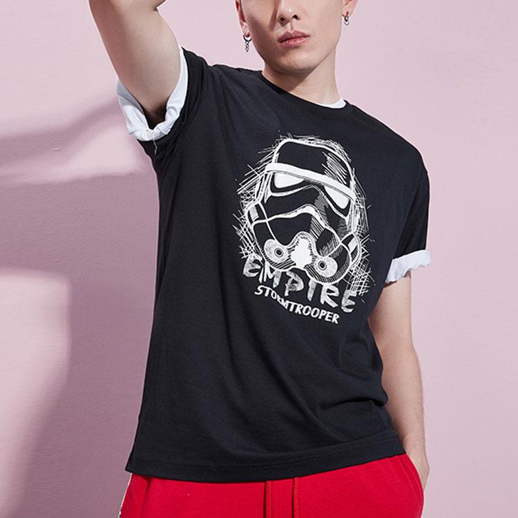Li Ning X Star Wars Collaboration Sports Fashion Series Printed Loose Round Neck Short Sleeve T-Shirt Men Tops Black AHSP737-1