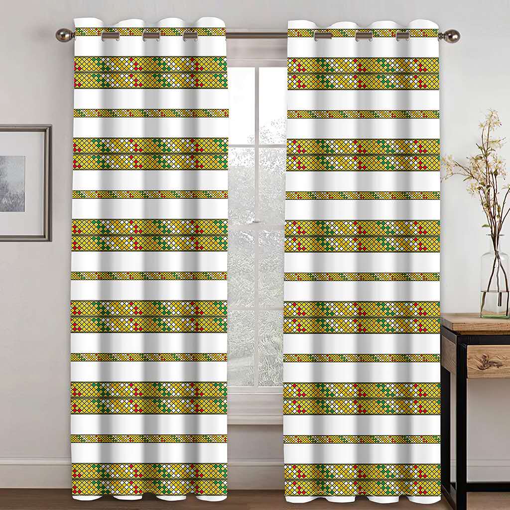 Ethiopian Traditional Design Pink Gold Stripe Shade Curtains 2 Panels Moroccan Style Living Room Bedroom Home Decor Curtains