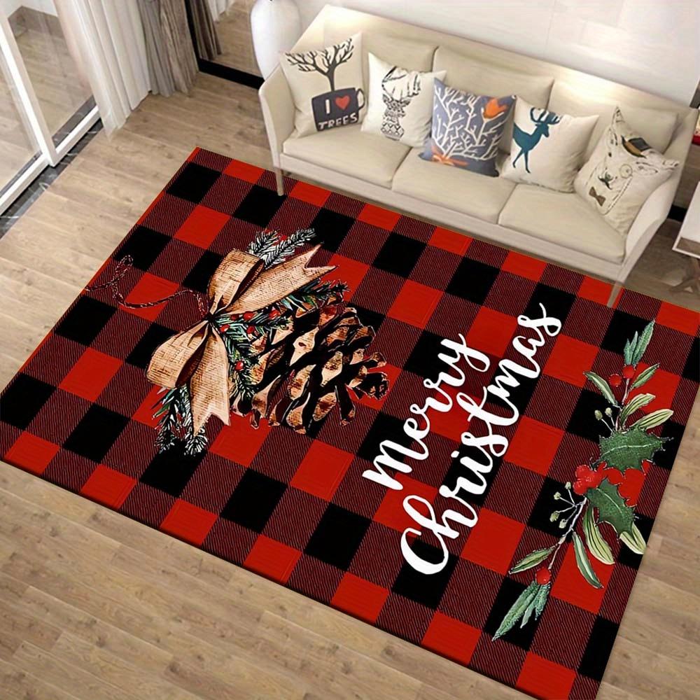 1pc Bows and Pine Cones Area Rug, Slip-Resistant, Easy-Clean, Stain-Resistant, Perfect for Cozy Living Rooms, Bedrooms, Kitchens, Offices, a