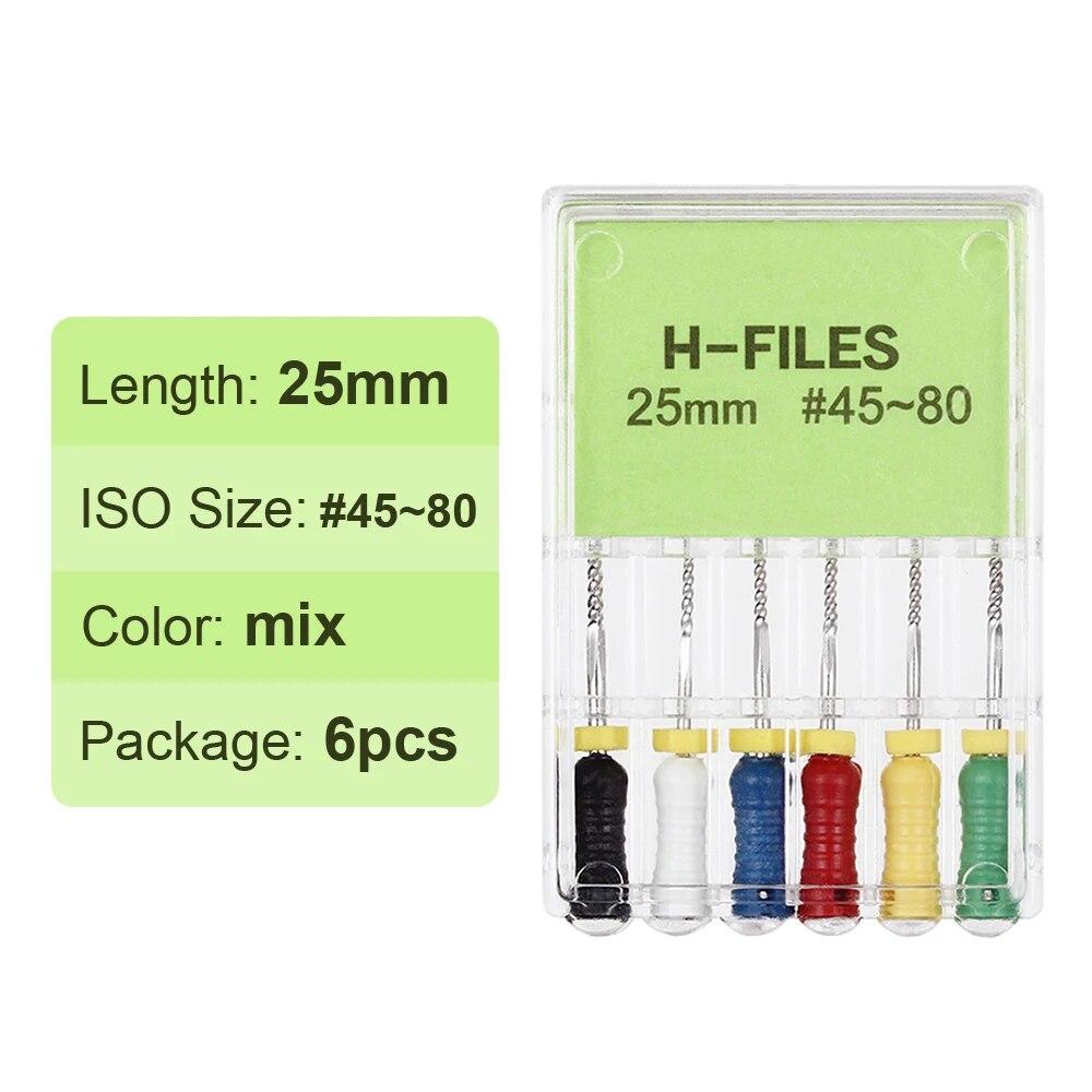 Высококачественные стоматологические H-файлы из нержавеющей стали для ручного использования, эндодонтический H-файл для обработки корневых каналов, стоматологический инструмент