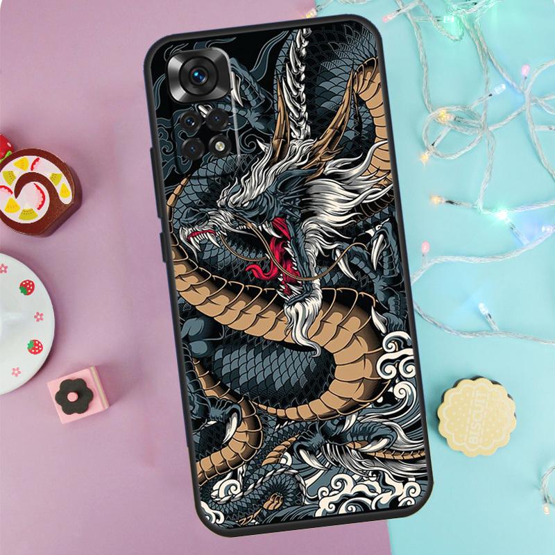 Чехол в японском стиле с драконом для Xiaomi Redmi Note 9 10 11 12 13 14 Pro 9S 10S 11S 12S Redmi 14C 10C 12C 13C