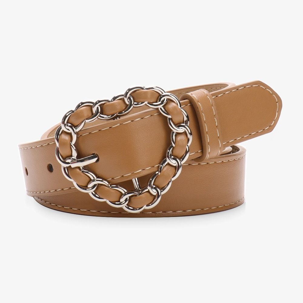 Y2K Heart Buckle Belt Adjustable PU Leather Belt Fashion Faux Leather Waistband For Women