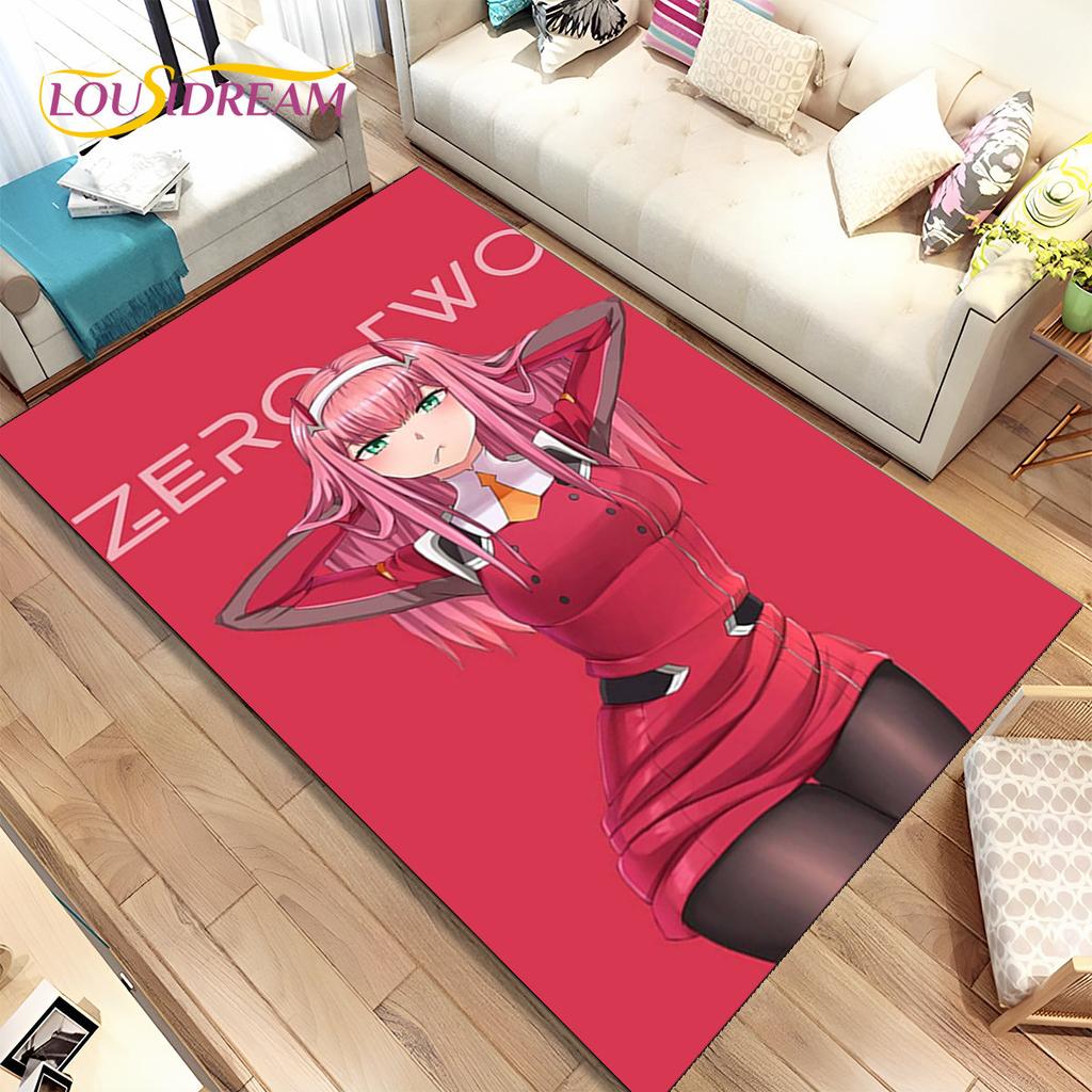 Аниме Zero Two DARLING In The FRANXX Коврик, Коврик для гостиной, спальни, дивана, коврик для двери, детский нескользящий напольный коврик