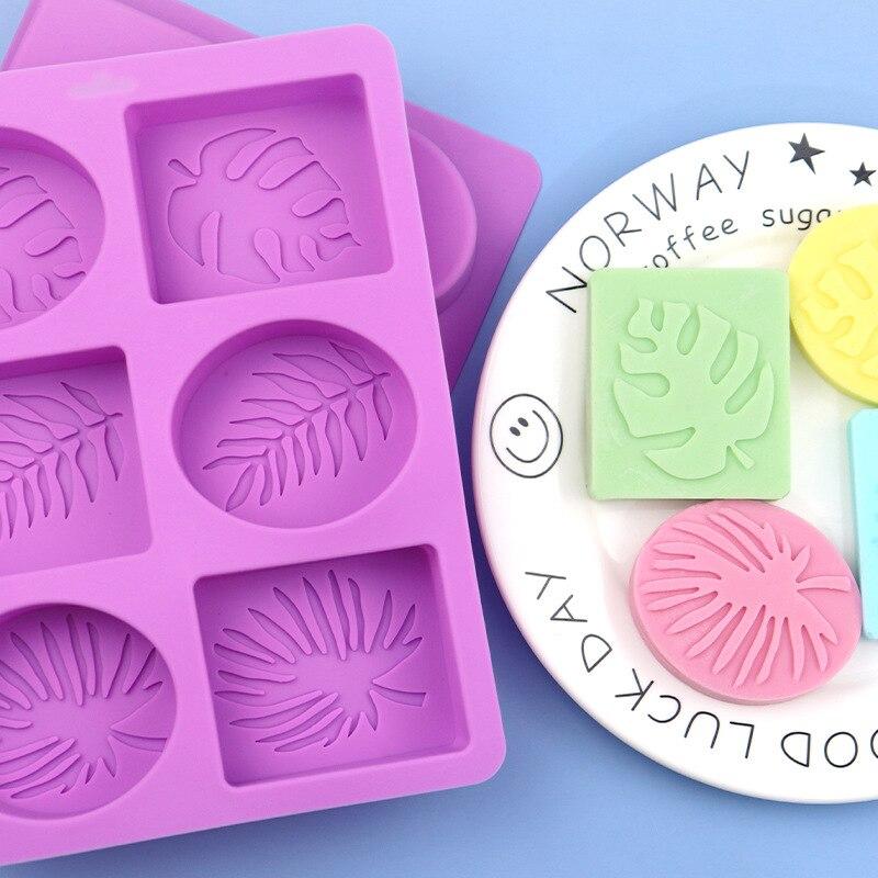 New 6 Grid Creative Silicone Cake Mold Square Oval Leaves Chocolate Mold Cold Powder Mold Handmade Soap Mold