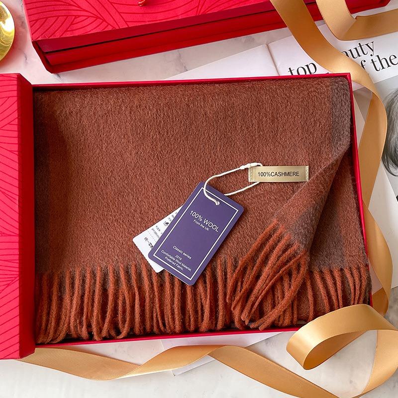 Color Solid Color Matching Scarf Women's Winter New High-end Cashmere Mother Scarf Gift