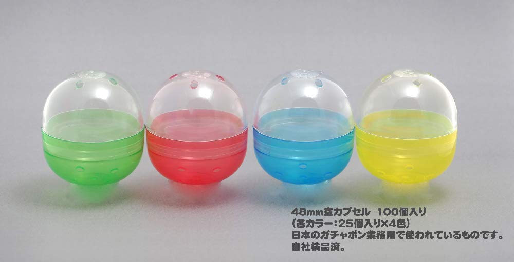 Amuse 48 мм пустая капсула Gacha Gacha капсула Сделано в Японии 4 цвета Ассортимент Синий Желтый 100 штук Внешний диаметр 48 мм x 54 мм (красный зеленый) Прибл.