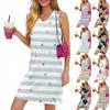 V-образный вырез Летнее повседневное пляжное платье для женщин Отдых Женский сарафан без рукавов с разрезом