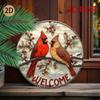 3D Красный Кардинал Металлическое Настенное Искусство Зимние Ягоды Приветственный Знак Декорация для Крыльца Дома