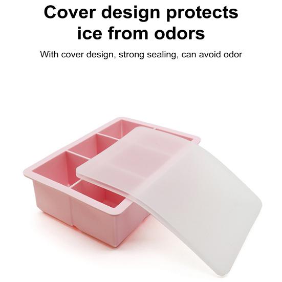 Форма для льда для морозилки 6 глубоких ячеек Толстая герметичная с прозрачной крышкой Пищевая многоразовая Антипригарная Легкое извлечение Расширенное дно Лед