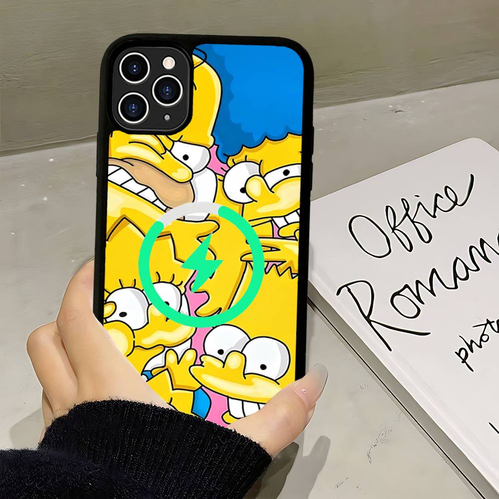 Смешной мультяшный чехол для телефона S-Simpsons Для IPhone 17 Air 16 15 14 13 12 11 Pro Max Plus Для Magsafe Беспроводная зарядка Чехол