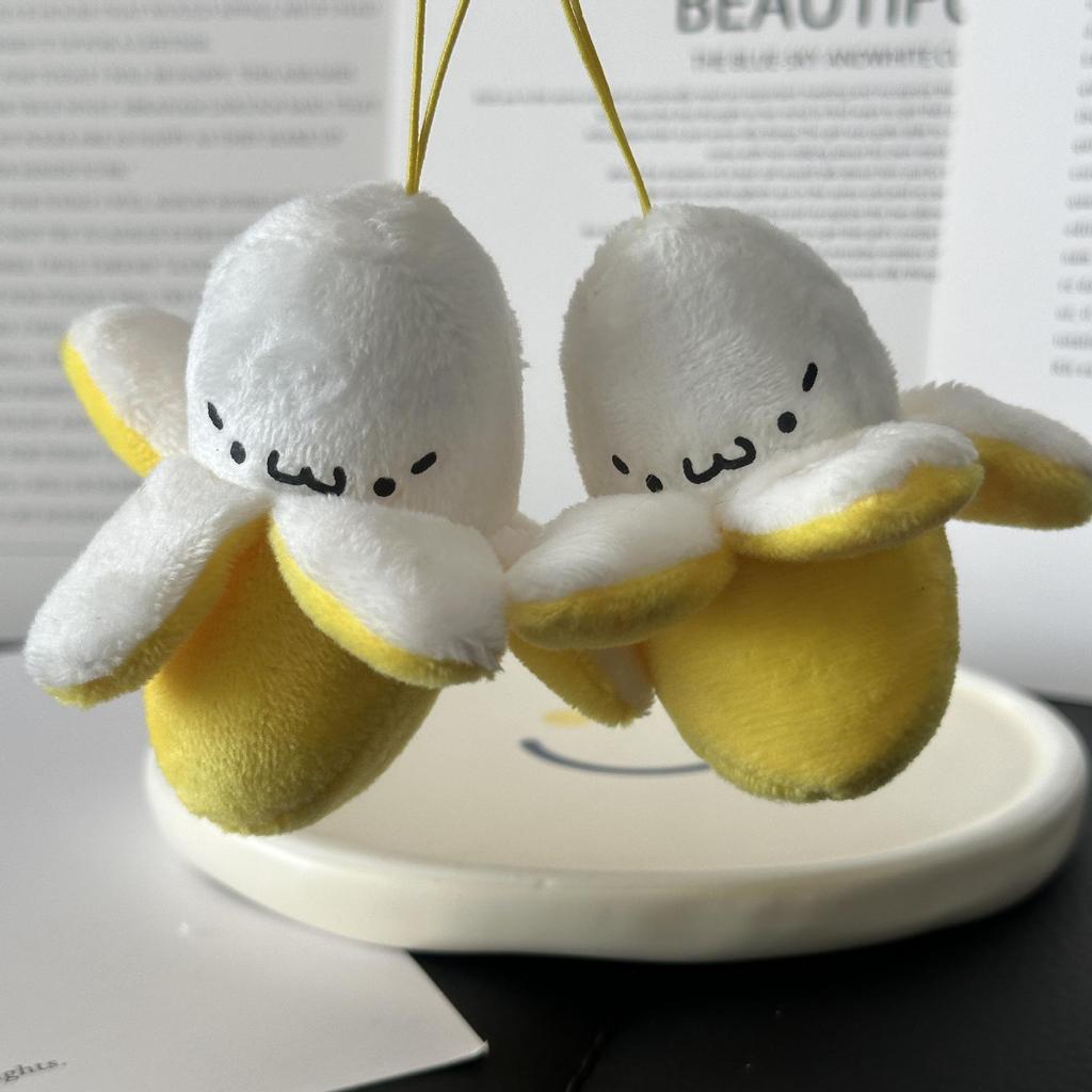 Cartoon Banana Pendant Plush Toy - Funny Peeling Banana Keychain for Kids