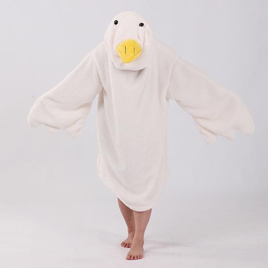 Худи-одеяло гусь, комбинезон, оверсайз, носимое одеяло-худи с рукавами для взрослых и детей, теплый уютный флисовый спальный мешок