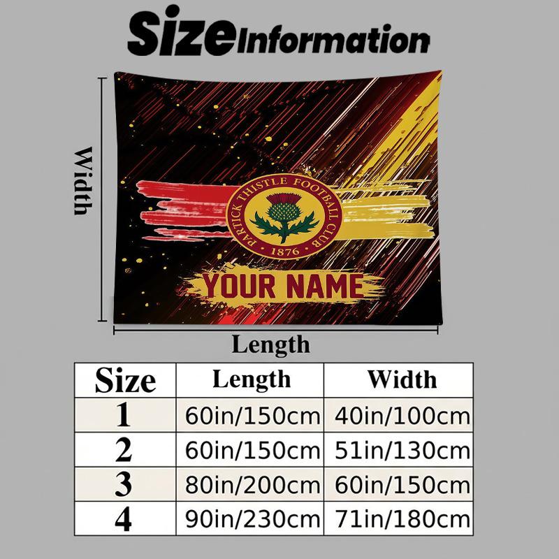 Custom Name Partick Thistle Printed Tapestry – Wall Hanging for Bedrooms, Dorms, and Home Decor