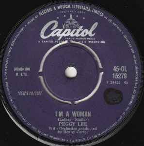 7-дюймовая пластинка PEGGY LEE - I'm A Woman 45CL15279 Capitol Records 1962 UK Jazz Б/у