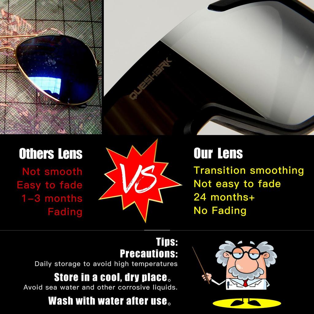 Queshark Cycling Glasses Polarized Sports Sunglasses Men Women with 3 Interchangeable Lens Anti-UV400 Bike Eyewear