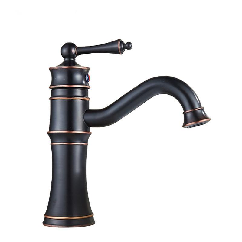 Tuqiu Антикварный смеситель для ванной комнаты Золотой смеситель для раковины Хромированный смеситель для раковины Горячий и холодный кран для унитаза Водопроводный кран Черный
