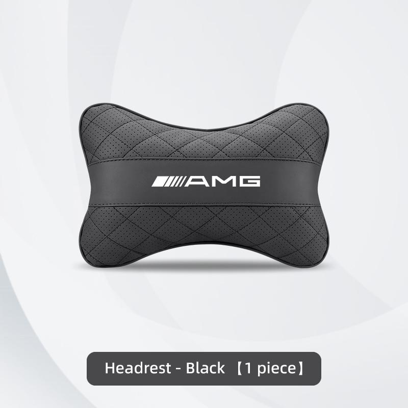 AABCC1 Nappa Leather Car Headrest Neck Pillow Waist Cushion Tire Valve Cap For Mercedes Benz AMG GLE GLS CLA CLE GLC CLS GLA W223 W213