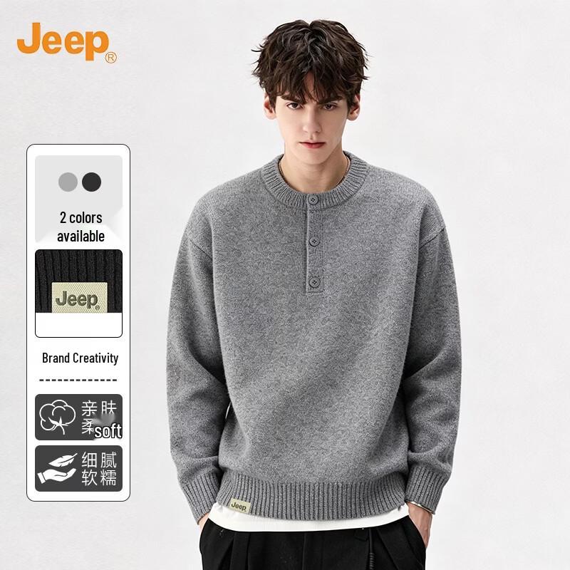 JEEP Men's Casual Solid Color Knit Pullover Sweater