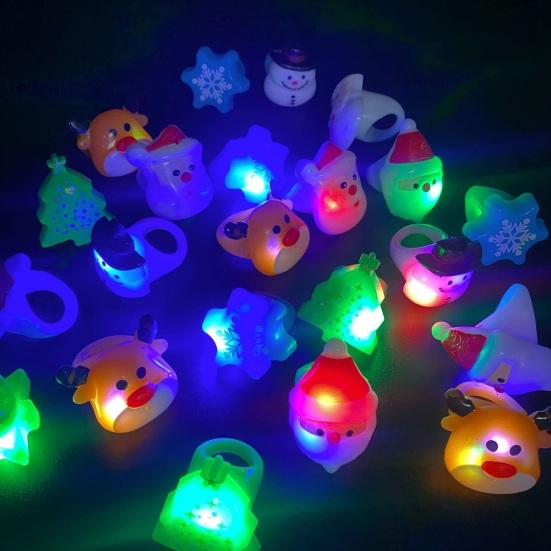 6/24 шт. рождественские кольца праздничные вечерние пальчиковые гирлянды Санта снежинка елка снеговик олень светящееся кольцо праздничные светящиеся игрушки